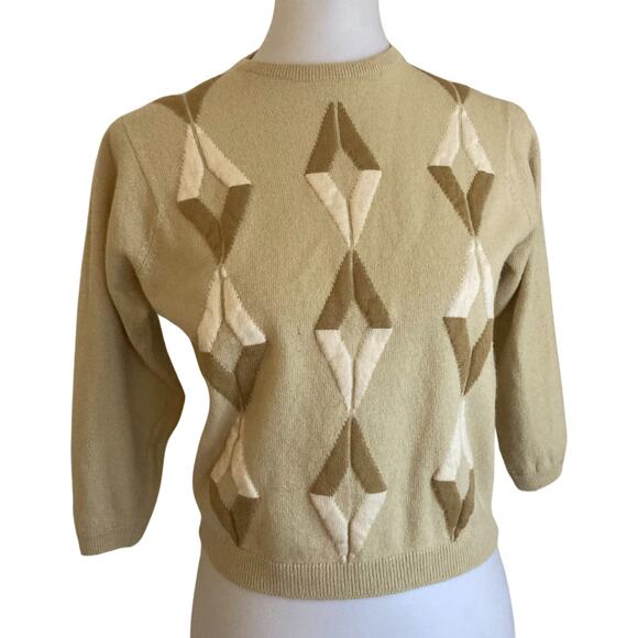 Rare 1970s Vintage Diamond Sweater, Small - Picture 4 of 6